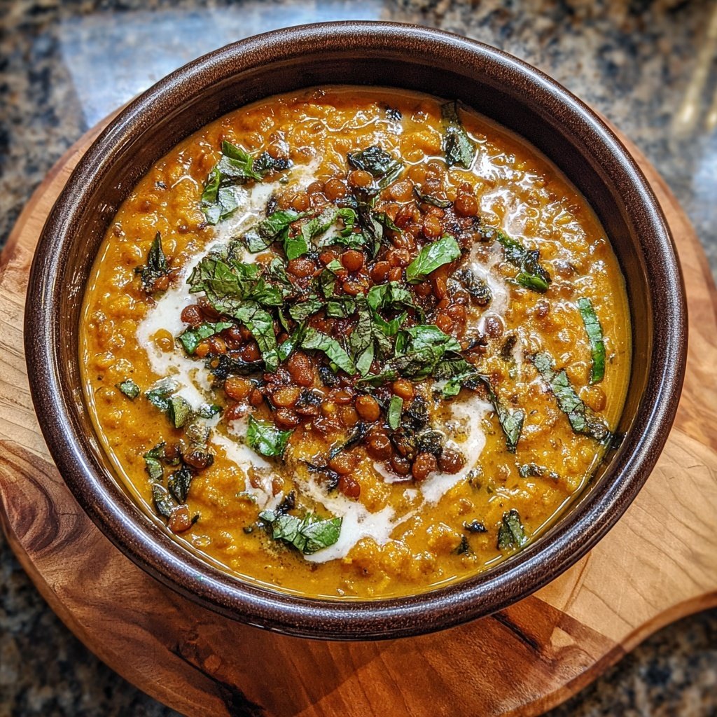 Vegetarisches Abendessen mit Linsencurry