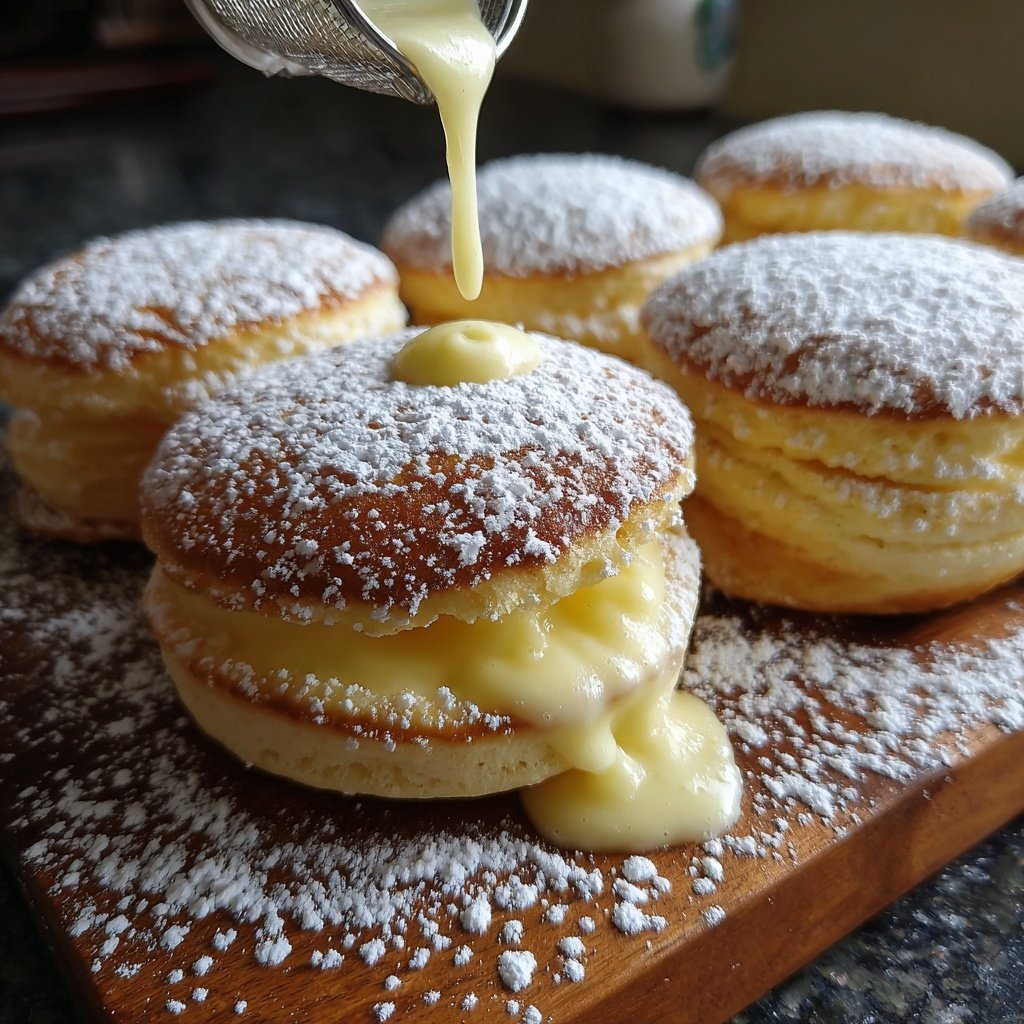 Pfannkuchen mit Vanillepudding