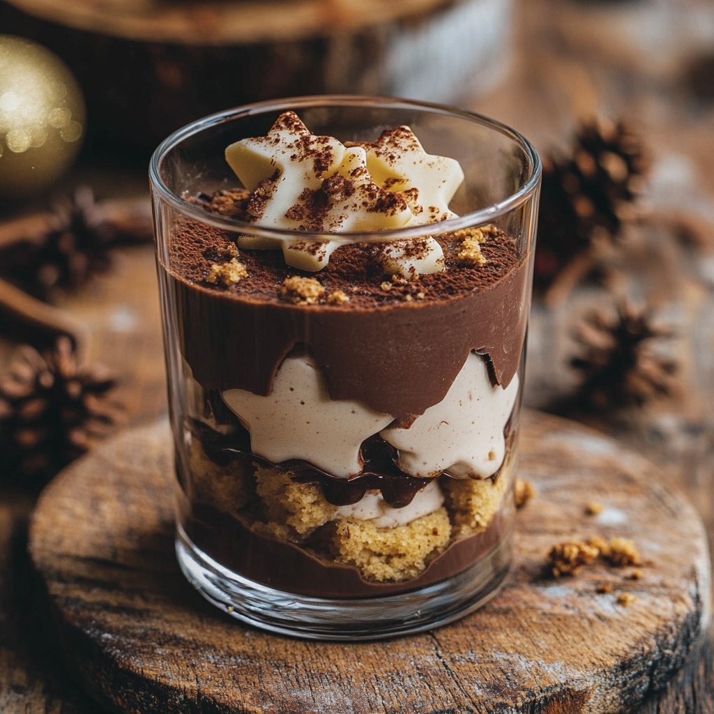 Weihnachtliches Rentier Dessert im Glas